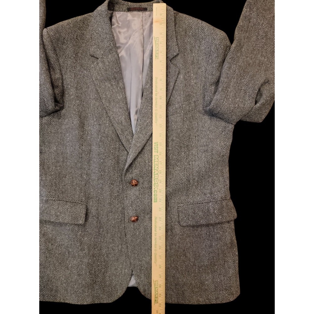 Vintage English Manor Wool Tweed Blazer Mens 44R Gray 2 Button Sport Coat Jacket - Picture 11 of 14
